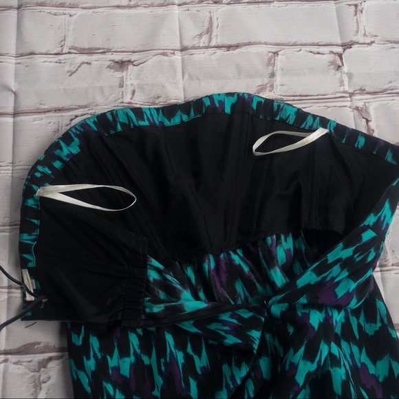 SHOSHANNA Strapless Green/Purple/Black Dress Women Size 10 - Picture 12 of 17
